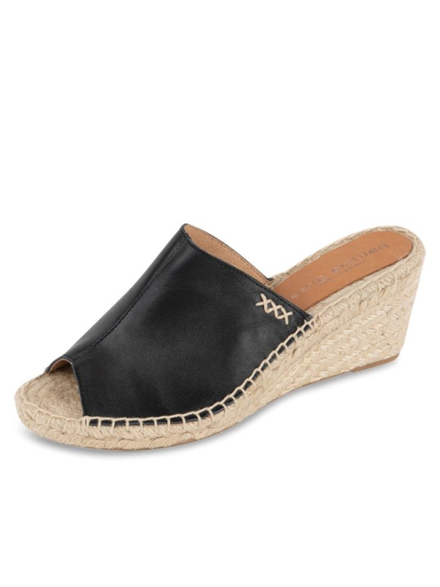 Espadrilles Patricia Green | Shen Peep-Toe Espadrille Black Leather