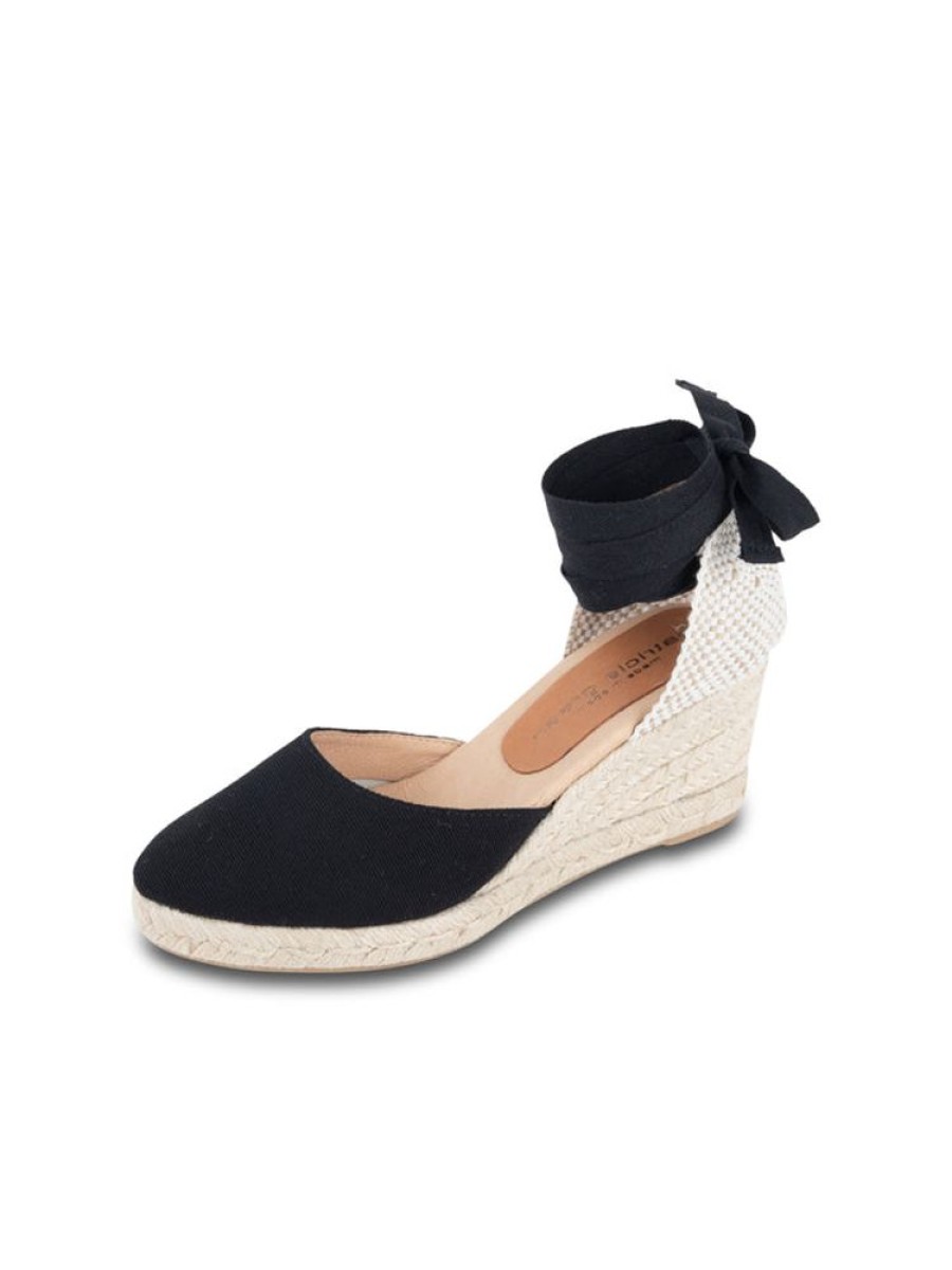 Wedges Patricia Green | Leon Closed Toe Lace Up Espadrille Black