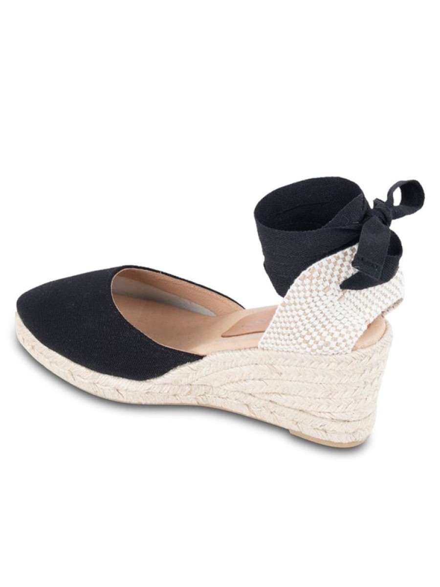 Wedges Patricia Green | Leon Closed Toe Lace Up Espadrille Black