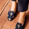 Smoking Slippers By Paige | Needlepoint Loafer Fleur De Lis/Navy