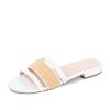 Sandals Patricia Green | Amalfi Raffia And Leather Flat Sandal White