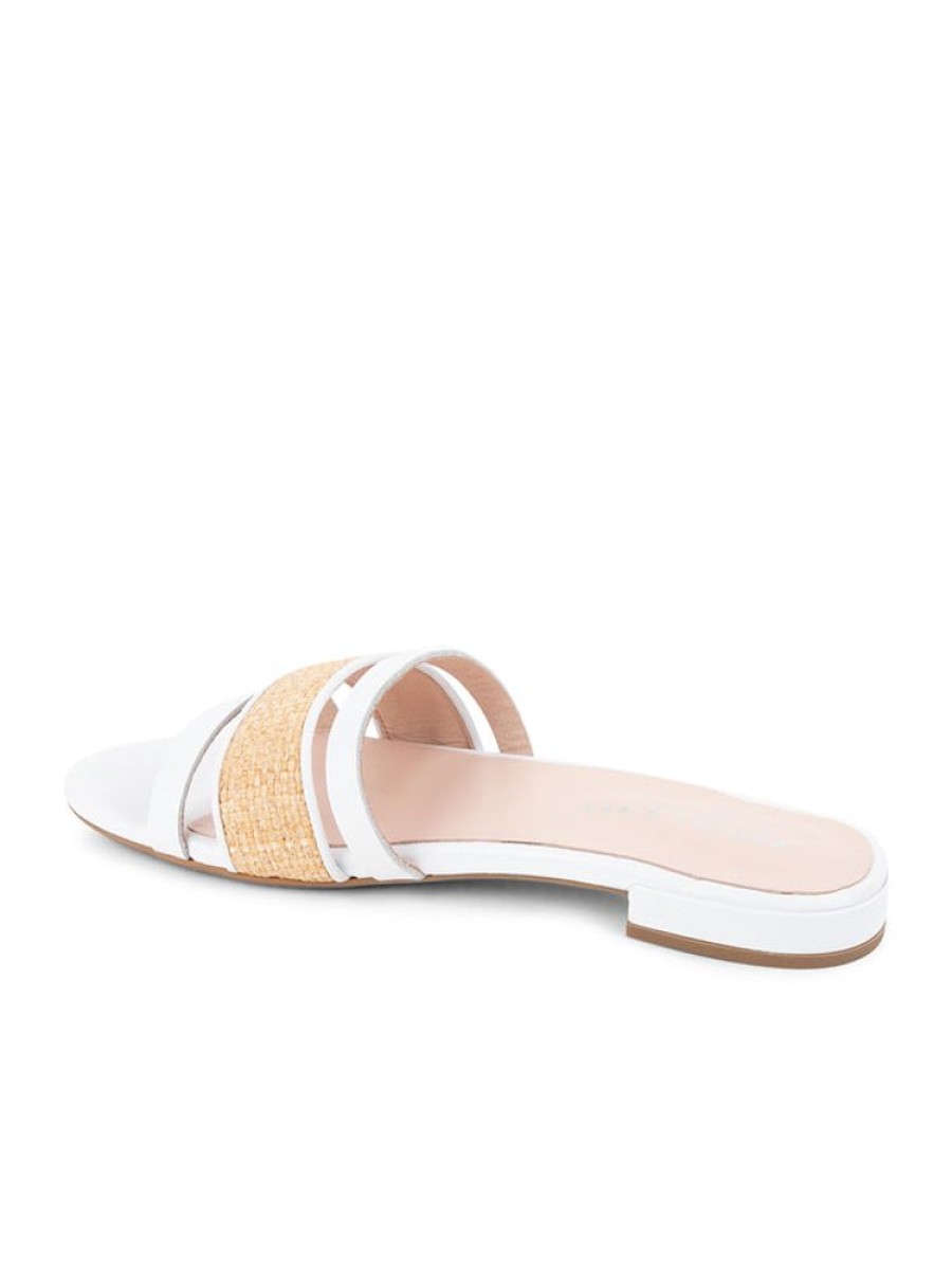 Sandals Patricia Green | Amalfi Raffia And Leather Flat Sandal White