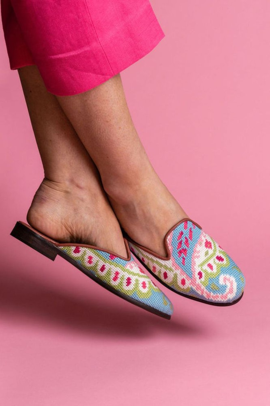 Clogs & Mules By Paige | Needlepoint Mule Preppy Paisley