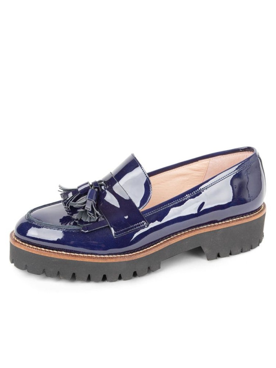 The Lug Sole Patricia Green | Beckham Tassel Lug Loafer Navy Patent