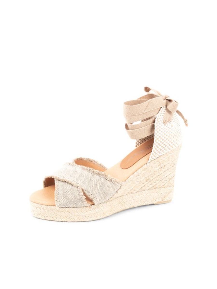 Wedges Patricia Green | Freya Criss-Cross Ankle Wrap Espadrille Natural