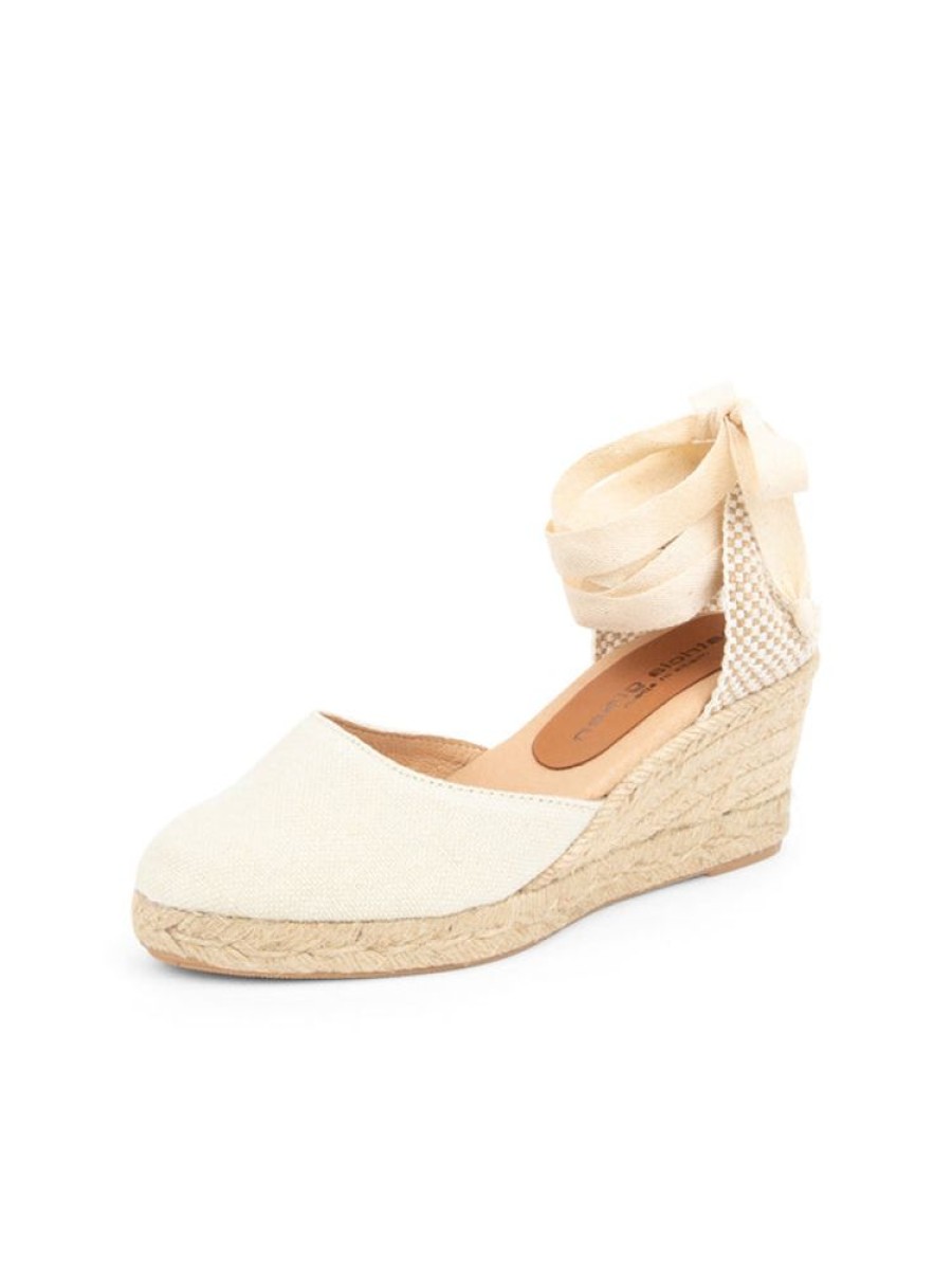 Espadrilles Patricia Green | Leon Closed Toe Lace Up Espadrille Cream