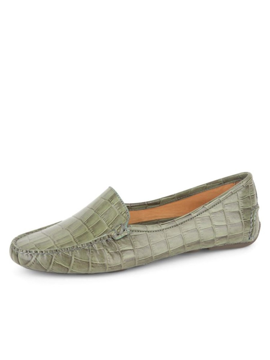 Driving Moccasins Patricia Green | Jillian Driving Moccasin In Crocodile Olive Croc