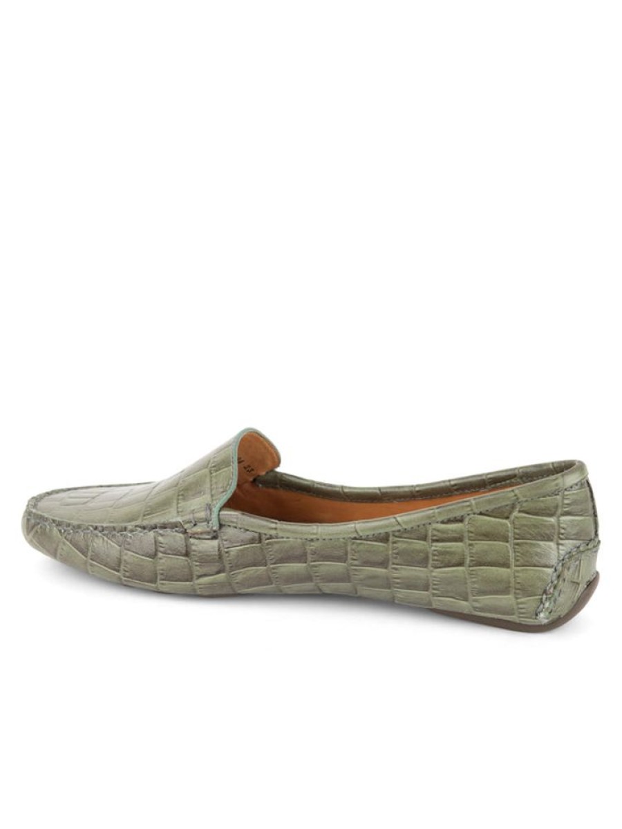 Driving Moccasins Patricia Green | Jillian Driving Moccasin In Crocodile Olive Croc