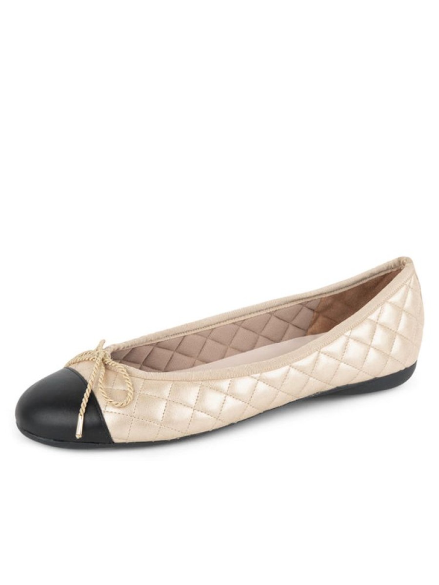 Casual Paul Mayer | Best Quilted Leather Ballet Flat Black/Gold Leather