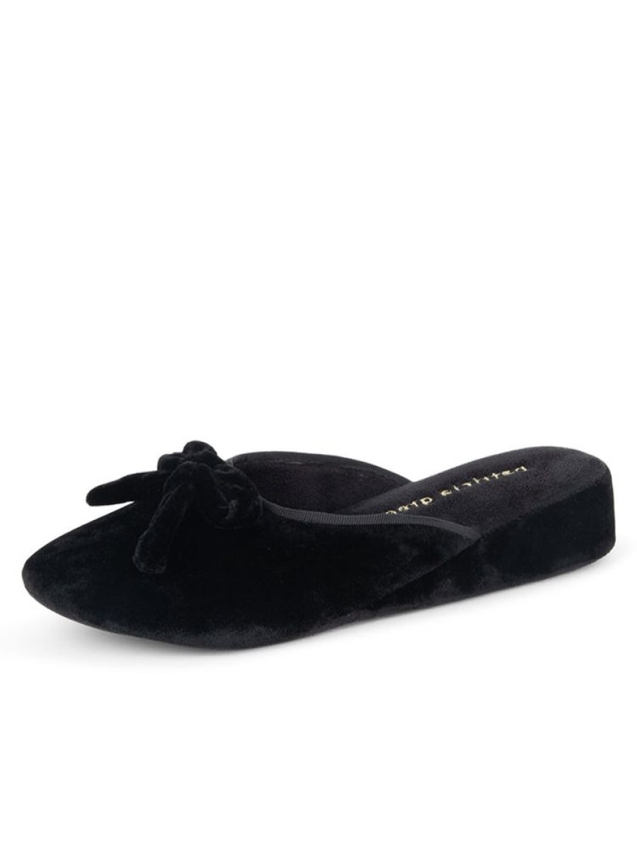 Slippers Patricia Green | Bardot Velvet Slip-On Slipper Black