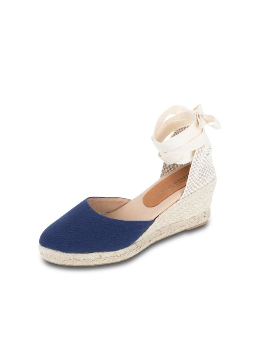 Espadrilles Patricia Green | Leon Closed Toe Lace Up Espadrille Navy