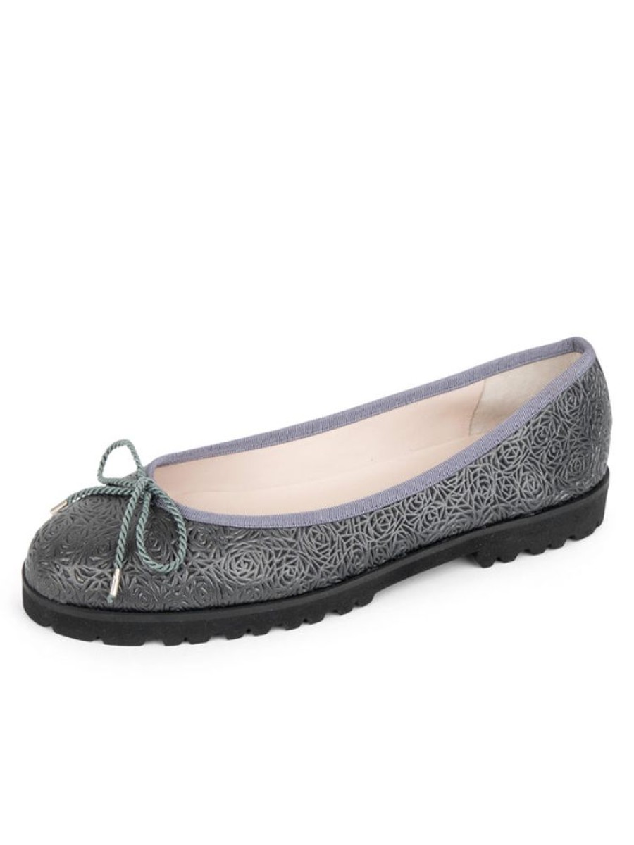 Flats Paul Mayer | Bingo Lug Sole Ballet Pewter Laser Cut