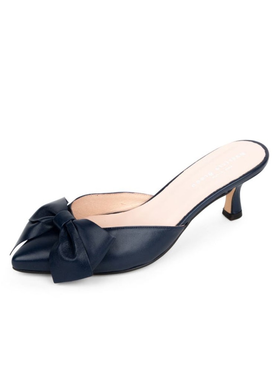 Kitten Heels Patricia Green | Malibu Kitten Heel Mule Navy