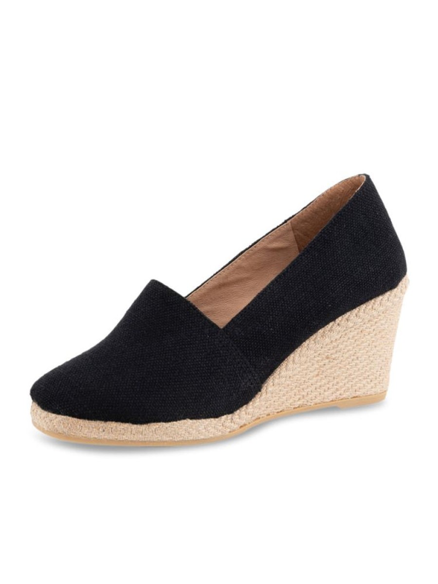 Wedges Patricia Green | Mallorca Square Closed Toe Espadrille Black