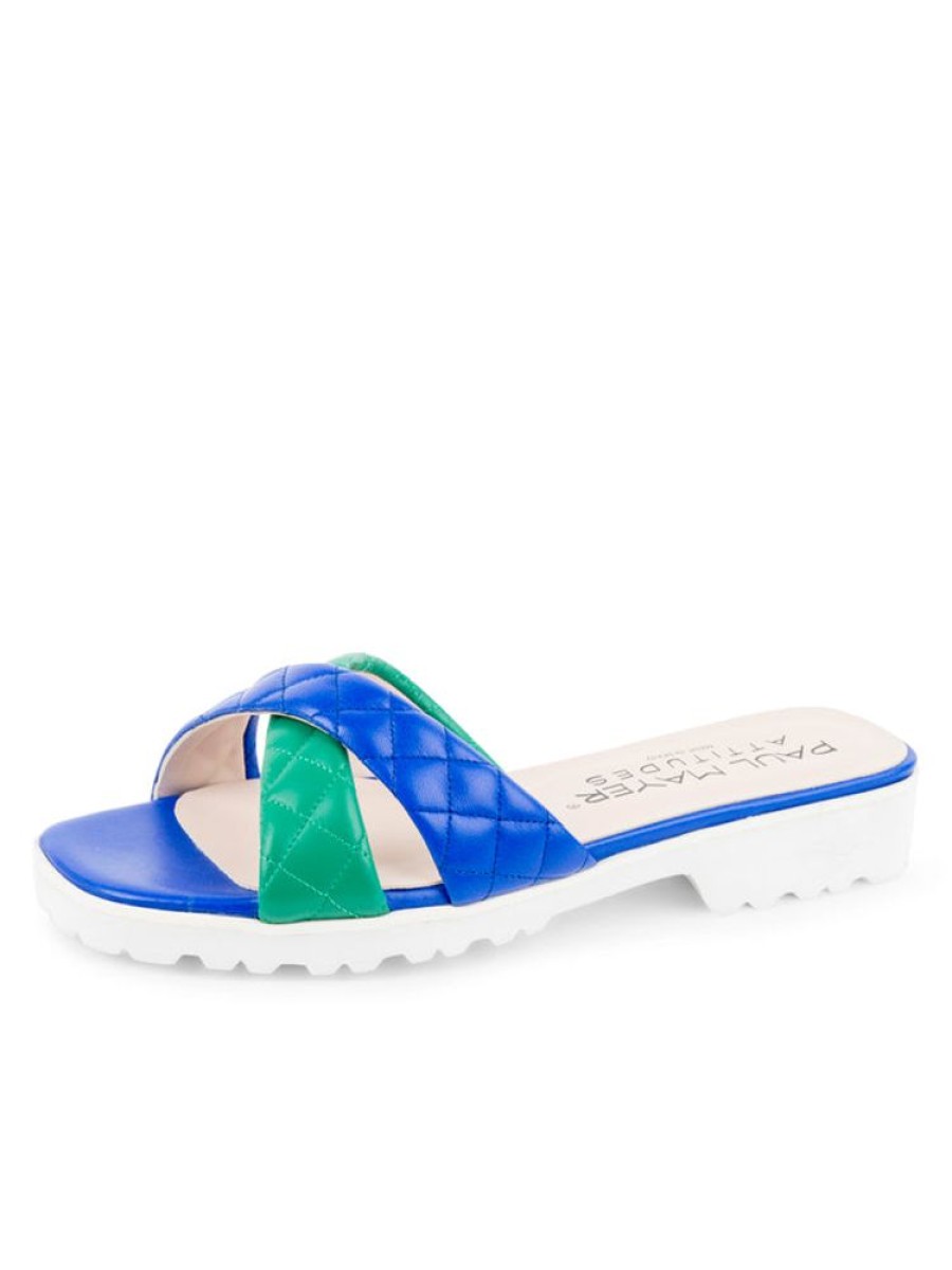 Sandals Paul Mayer | Pop Criss-Cross Lug Sole Sandal Cobalt/Green