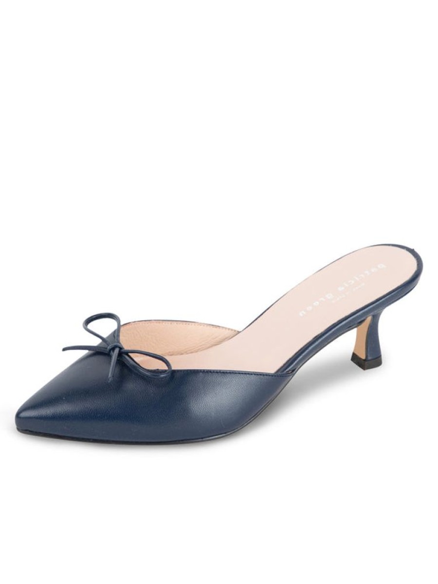 Clogs & Mules Patricia Green | Montauk Kitten Heel Mule Navy