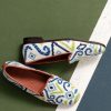 Smoking Slippers By Paige | Needlepoint Loafer In Ikat Blue/Green