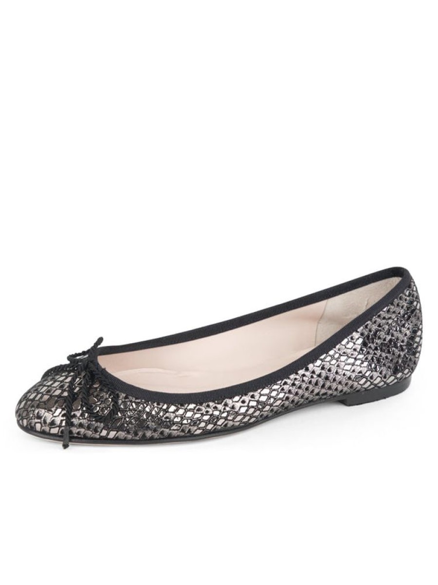 Evening Paul Mayer | Luxe Snake Ballet Flat Silver Snake