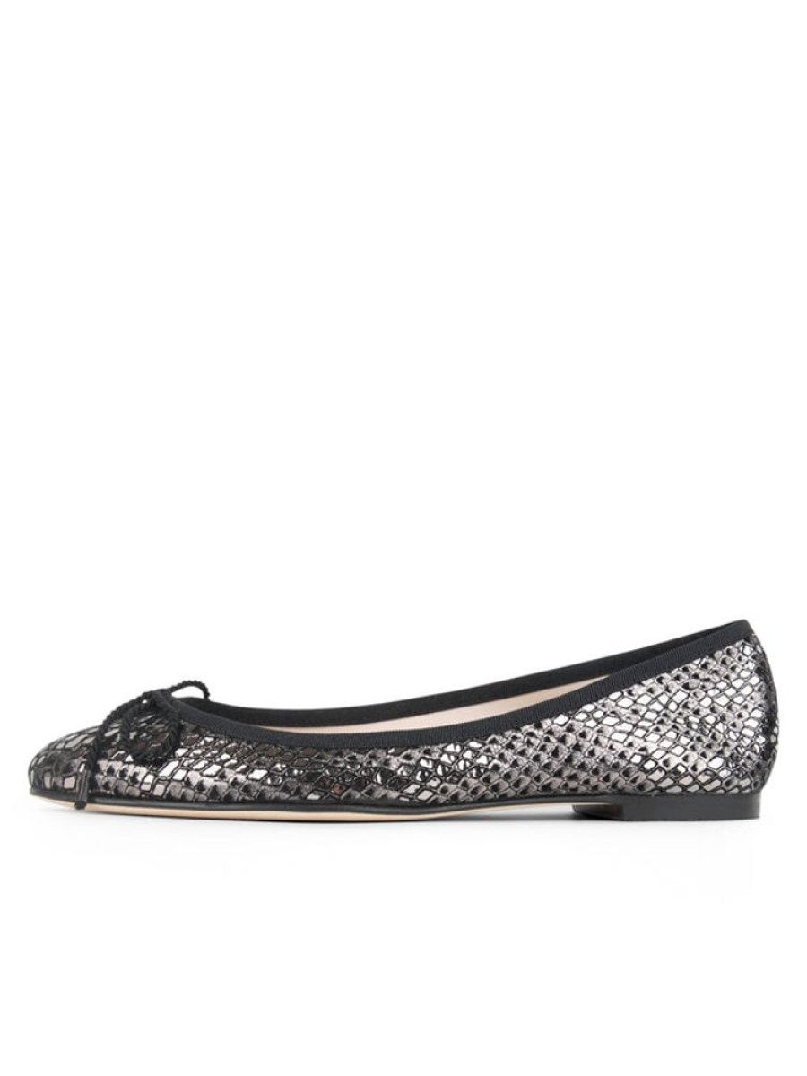 Evening Paul Mayer | Luxe Snake Ballet Flat Silver Snake