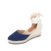 Wedges Patricia Green | Leon Closed Toe Lace Up Espadrille Navy