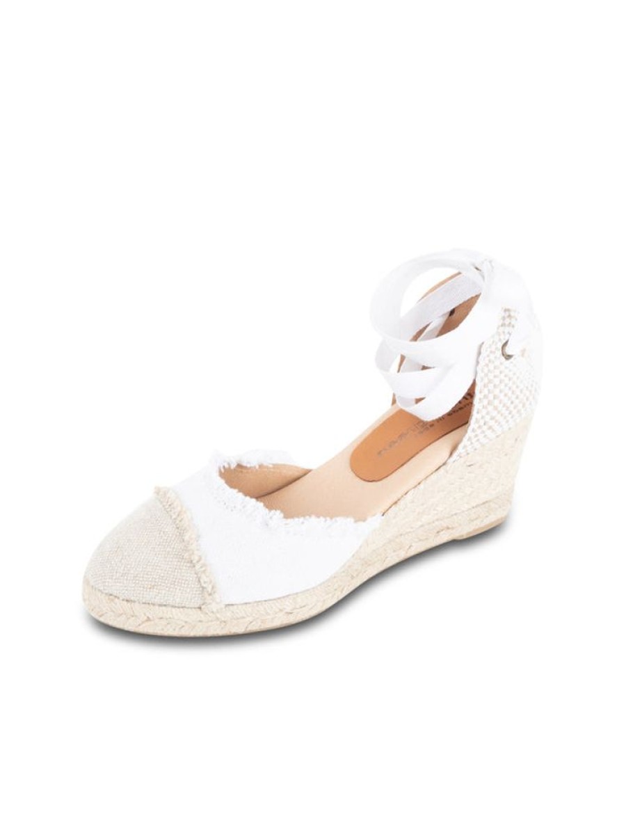 Espadrilles Patricia Green | Elle Cap Toe Lace Up Espadrille White/Camel