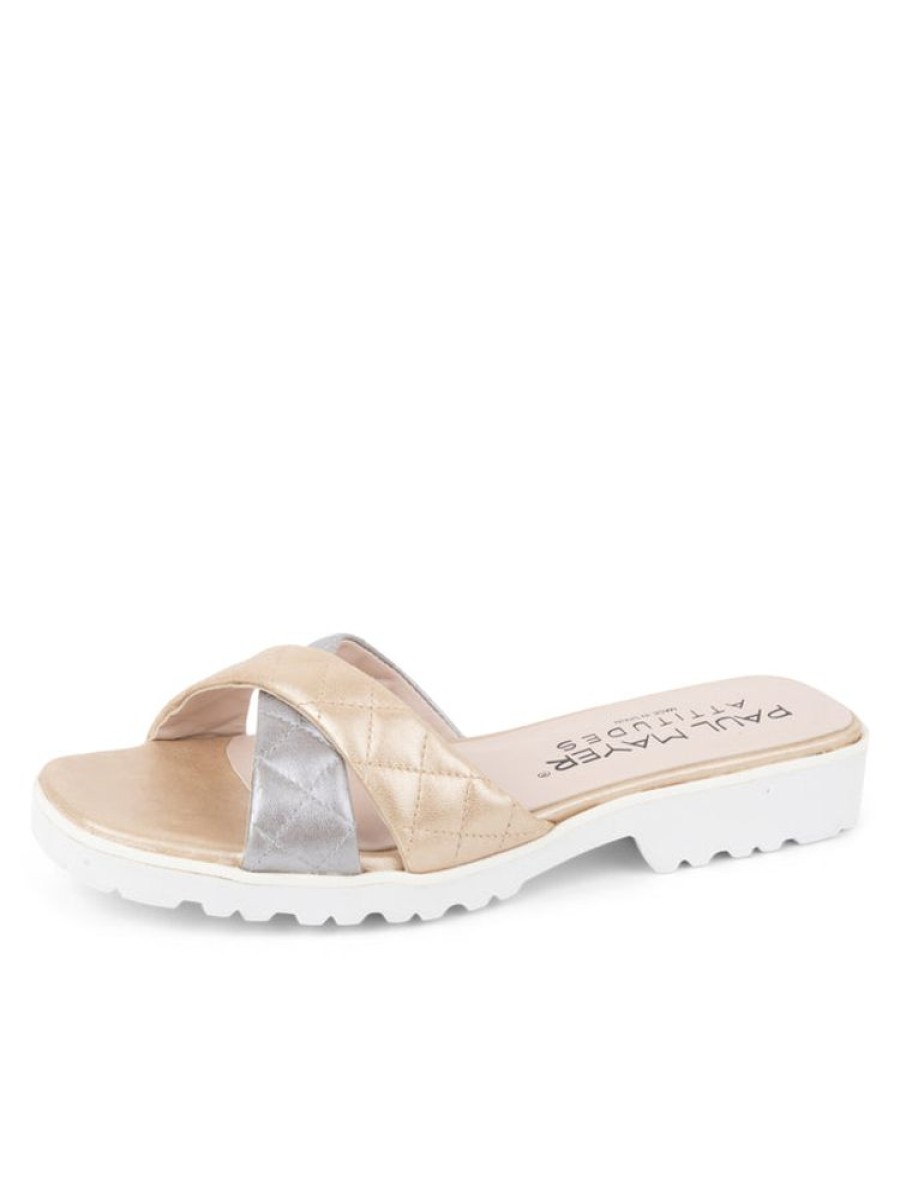 Sandals Paul Mayer | Pop Criss-Cross Lug Sole Sandal Gold/Silver