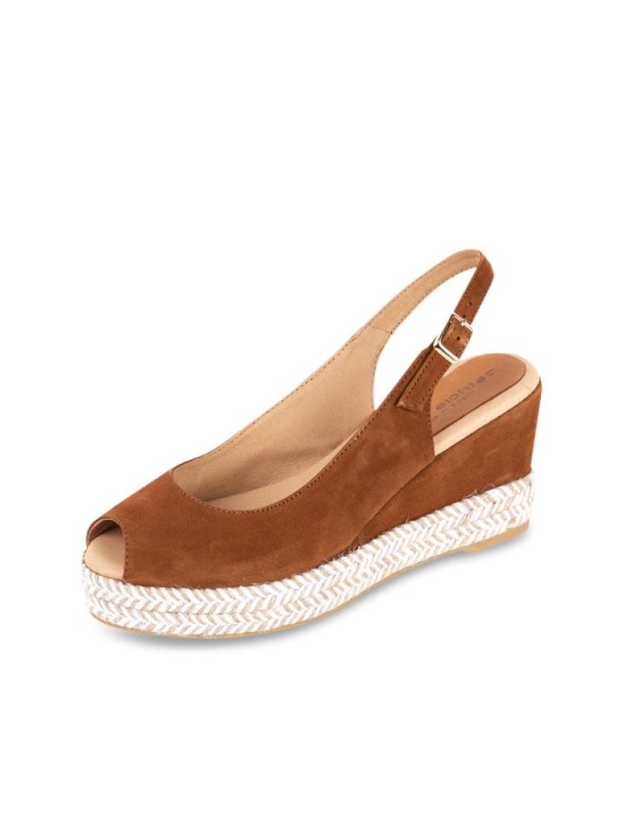 Wedges Patricia Green | Piper Peep-Toe Slingback Espadrille Cognac