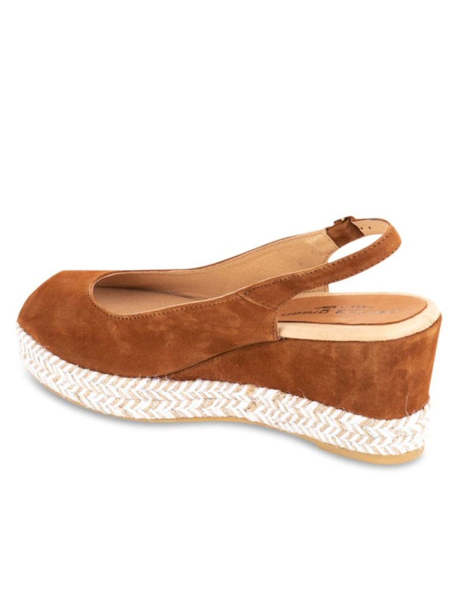 Wedges Patricia Green | Piper Peep-Toe Slingback Espadrille Cognac