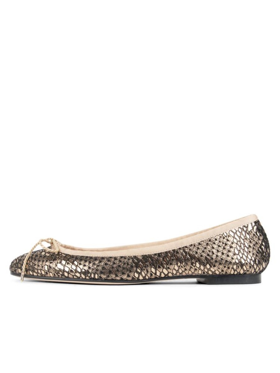 Flats Paul Mayer | Luxe Snake Ballet Flat Gold Snake