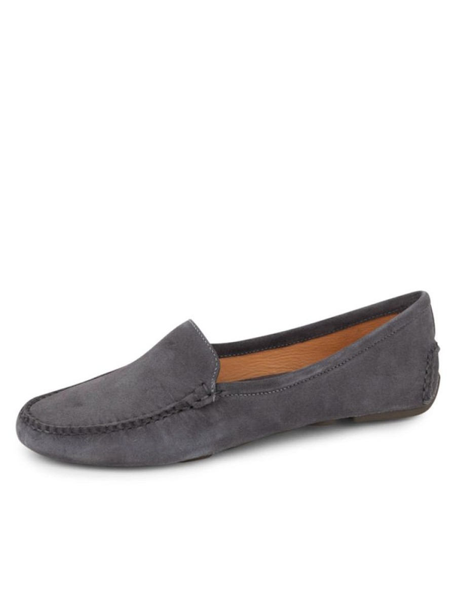 Flats Patricia Green | Jillian Driving Moccasin In Suede Charcoal