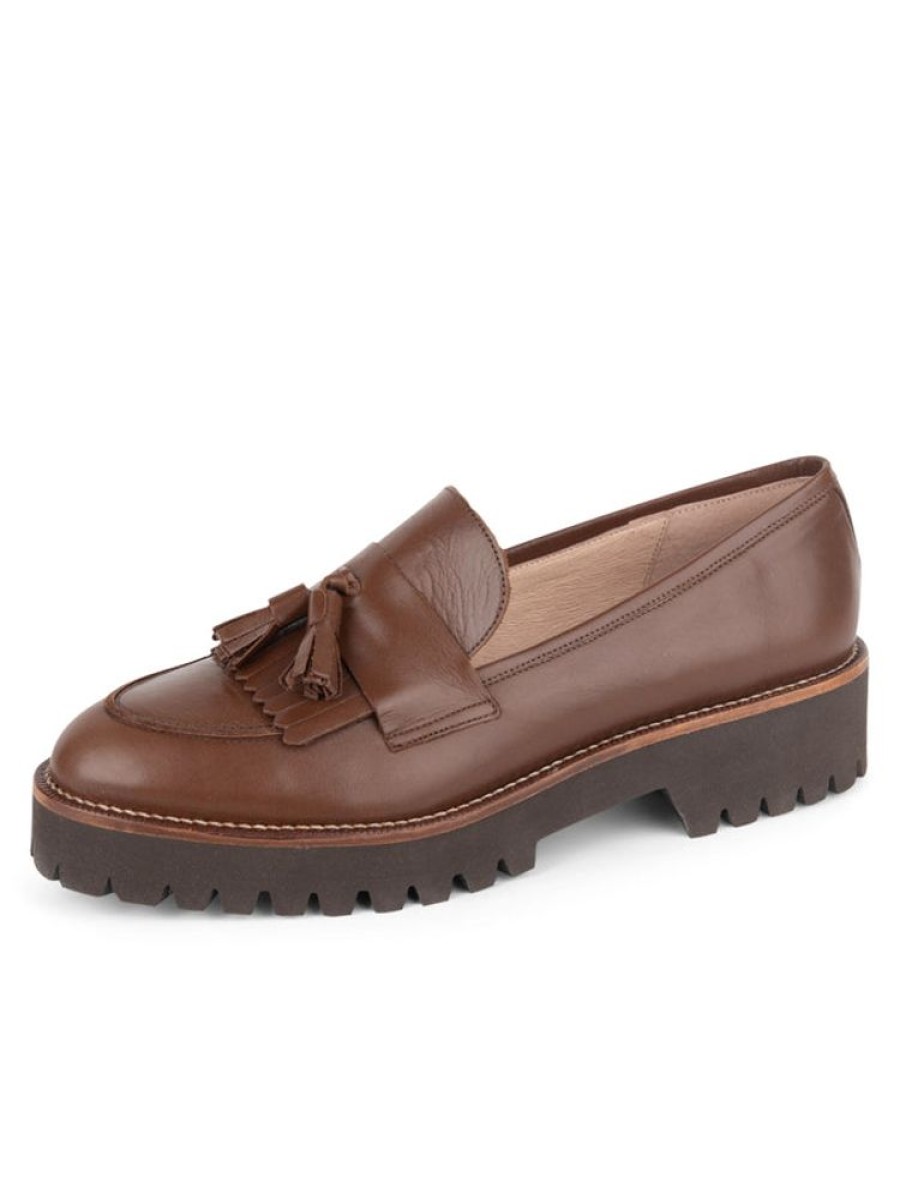 Flats Patricia Green | Beckham Tassel Lug Loafer Chocolate