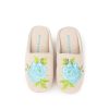 Casual Patricia Green | Peony Embroidered Slipper Linen