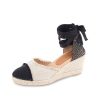 Espadrilles Patricia Green | Elle Cap Toe Lace Up Espadrille Natural/Black