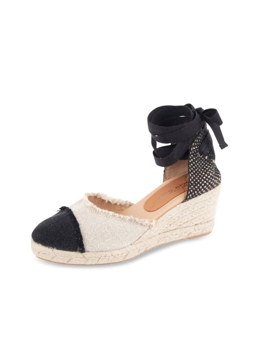 Espadrilles Patricia Green | Elle Cap Toe Lace Up Espadrille Natural/Black