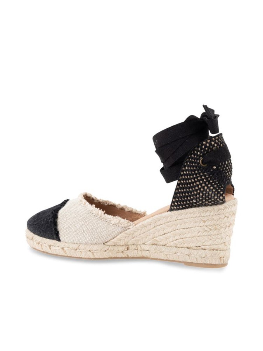 Espadrilles Patricia Green | Elle Cap Toe Lace Up Espadrille Natural/Black