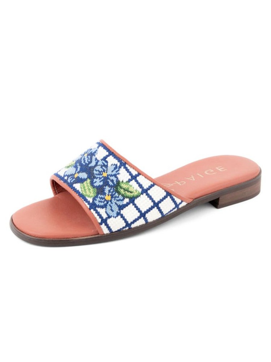 Sandals By Paige | Needlepoint Sandal In Hydrangea Blue