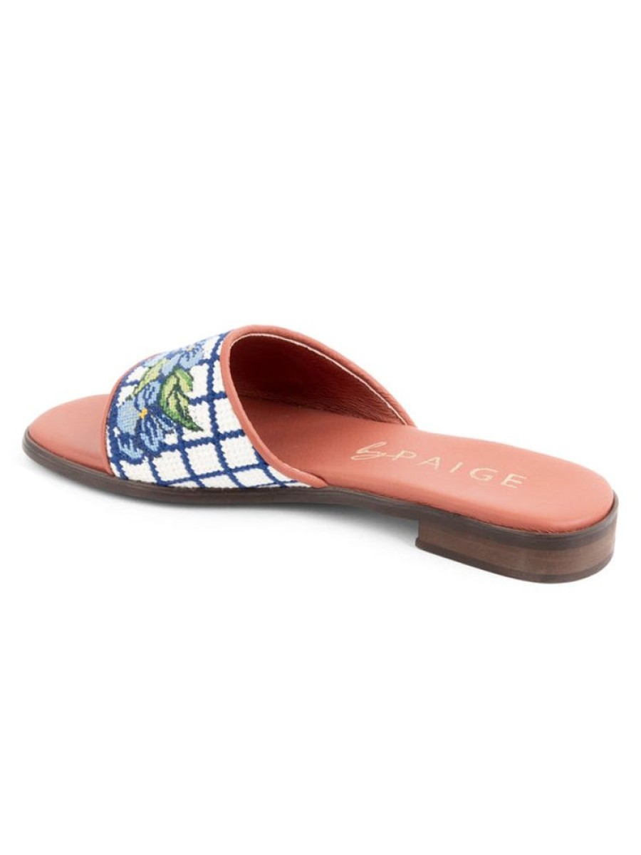 Sandals By Paige | Needlepoint Sandal In Hydrangea Blue