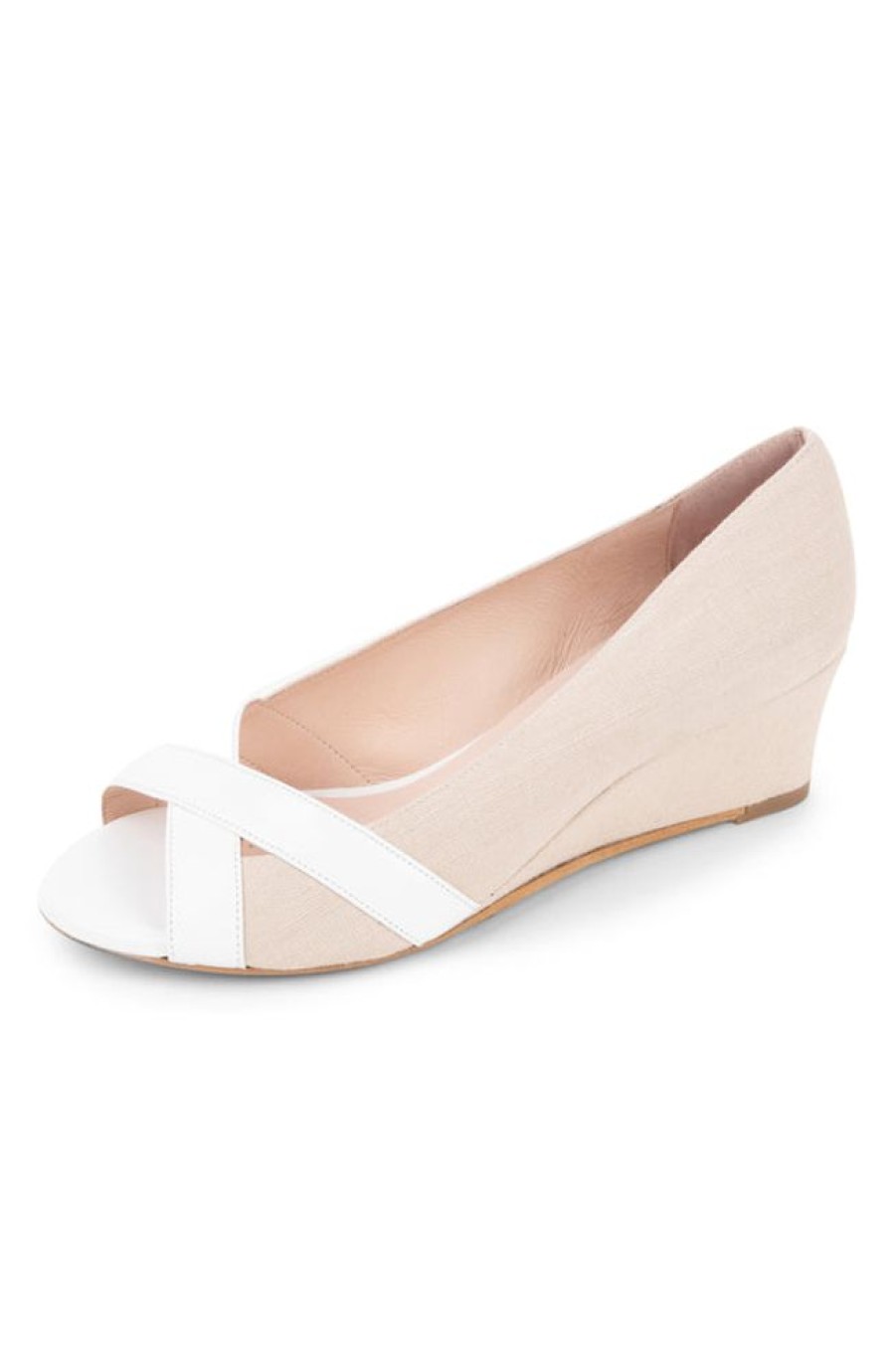 Wedges Patricia Green | Como Peep Toe Wedge Nat/Wht