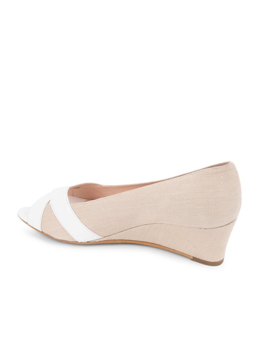 Wedges Patricia Green | Como Peep Toe Wedge Nat/Wht