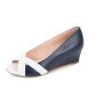 Wedges Patricia Green | Como Peep Toe Wedge Navy/Wht