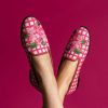 Smoking Slippers By Paige | Needlepoint Loafer In Hydrangea Pink