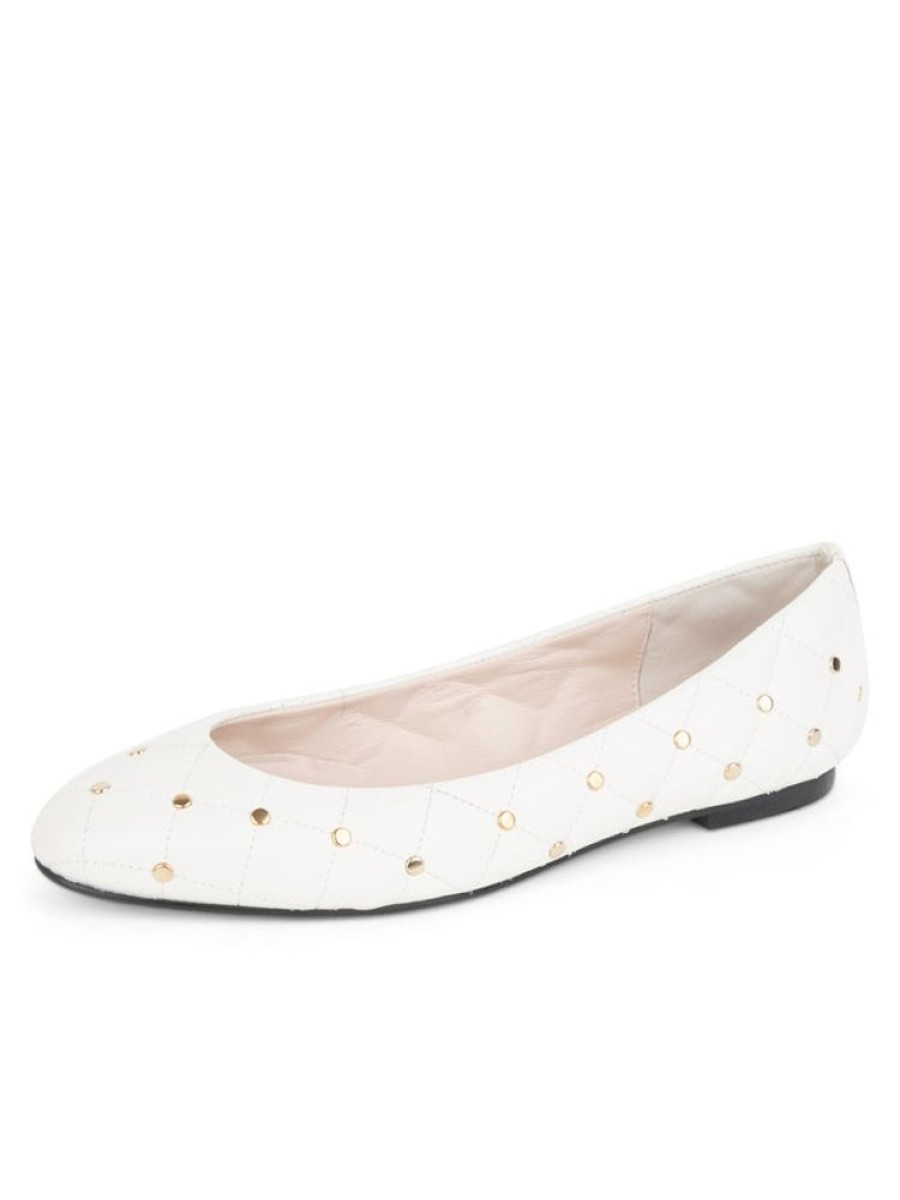 Flats Paul Mayer | Madison Quilted Leather Ballet Flat White Leather