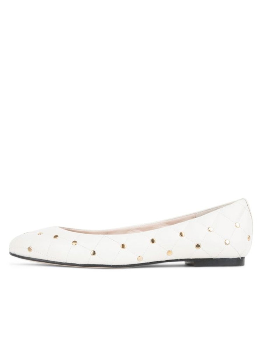 Flats Paul Mayer | Madison Quilted Leather Ballet Flat White Leather