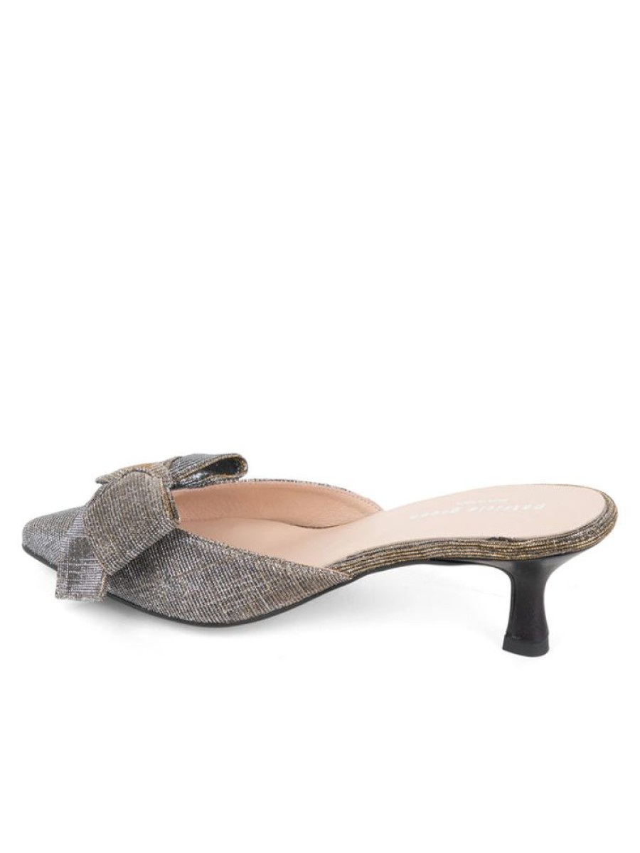 Clogs & Mules Patricia Green | Malibu Kitten Heel Mule Metallic Shimmer