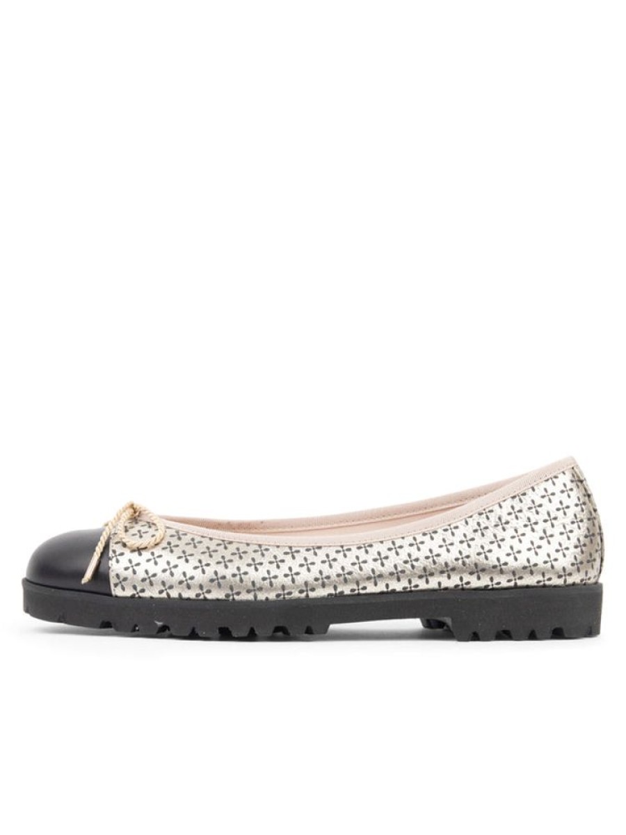 The Lug Sole Paul Mayer | Bravo Embossed Lug Sole Ballet Black/Champagne