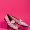 Smoking Slippers By Paige | Needlepoint Loafer In Honeycomb Pink