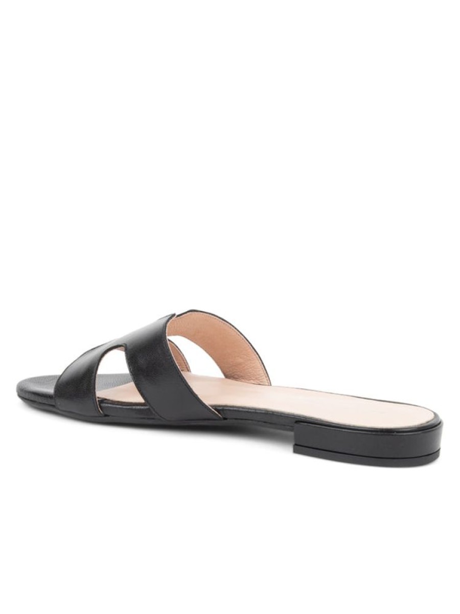 Sandals Patricia Green | Hallie Flat Sandal Black Leather