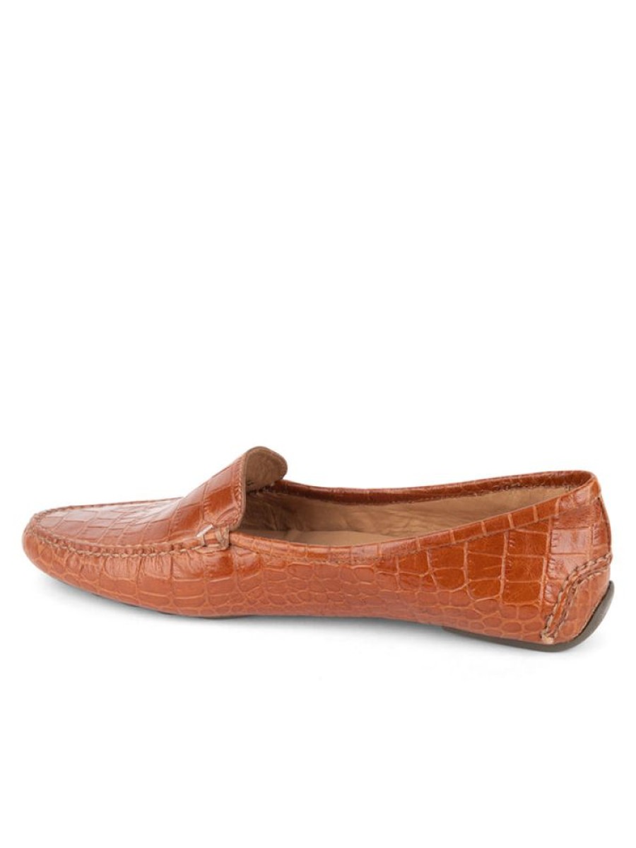 Loafers & Oxfords Patricia Green | Jillian Driving Moccasin In Crocodile Cognac Croc