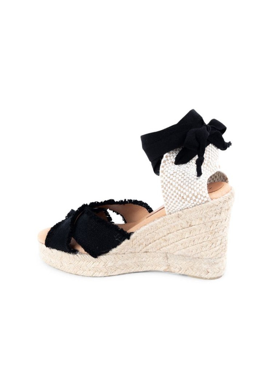 Wedges Patricia Green | Freya Criss-Cross Ankle Wrap Espadrille Black