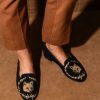 Smoking Slippers By Paige | Needlepoint Loafer Fox And Wreath